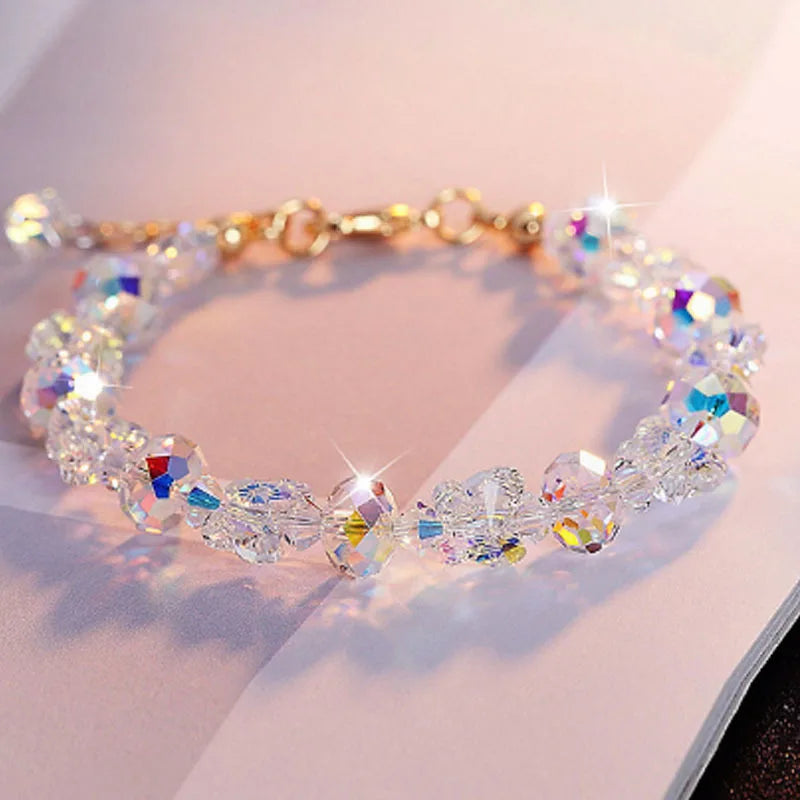 Ins Beaded Simple Flash Bracelet Square/ Crystal Bracelet Exquisite Luxury Fashion Girlfriends NewBracelet Female Fresh Style