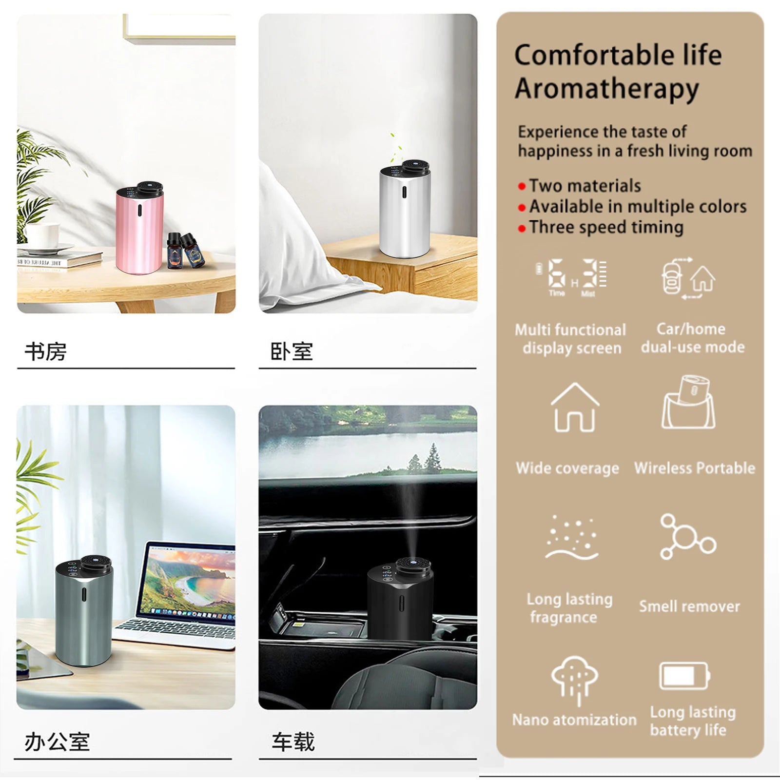 Hot Sale Professional Commercial Air Purifying Aroma Diffuser Machine Waterless Fragrance Nebulizer Battery Electric Type-C USB