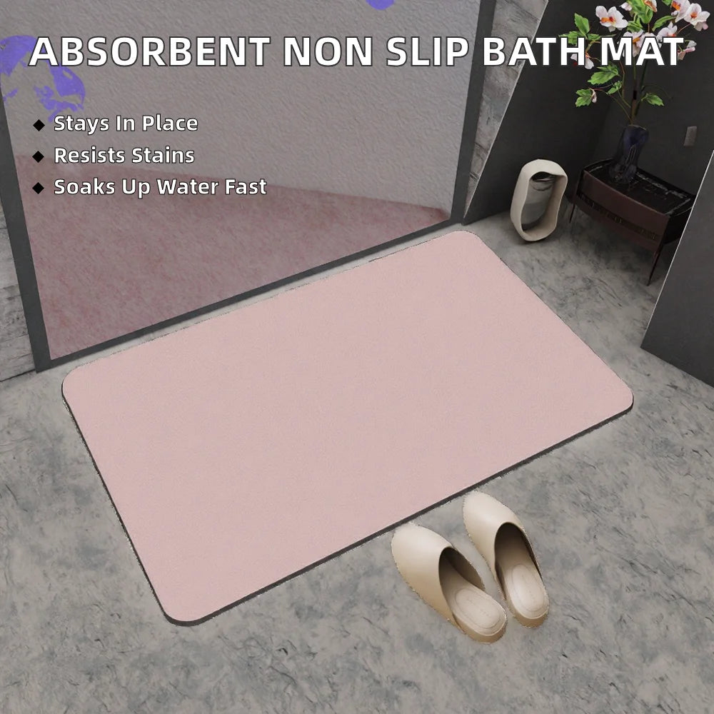 Modern Polyester Bath Mat | Absorbent Quick Dry Non-Slip Rug | Antimicrobial Stain Resistant PET Friendly Reversible Home Hotel
