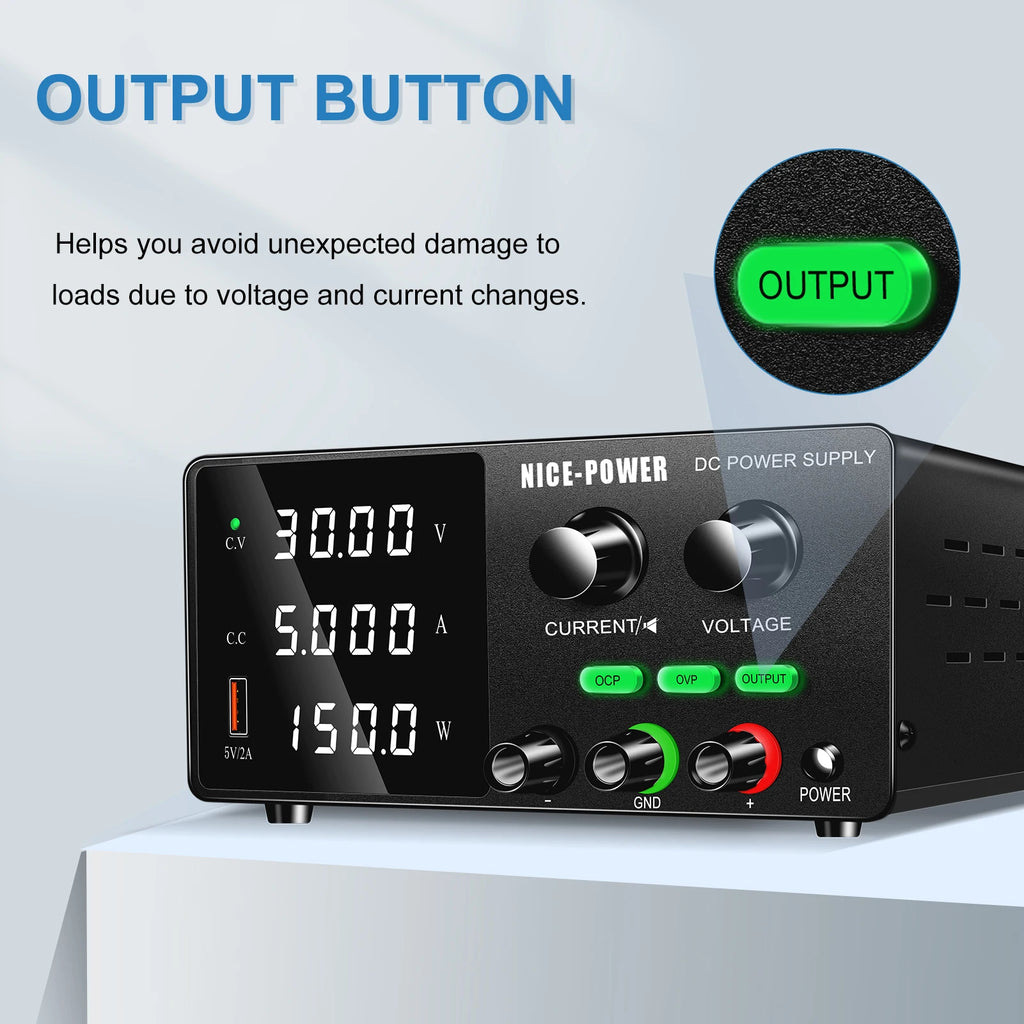 NICE-POWER Factory New 30V 5A Battery Charger Repair Encoder DC Lab Variable Power Supply USB for Moto Lead Acid Lithium Lifepo