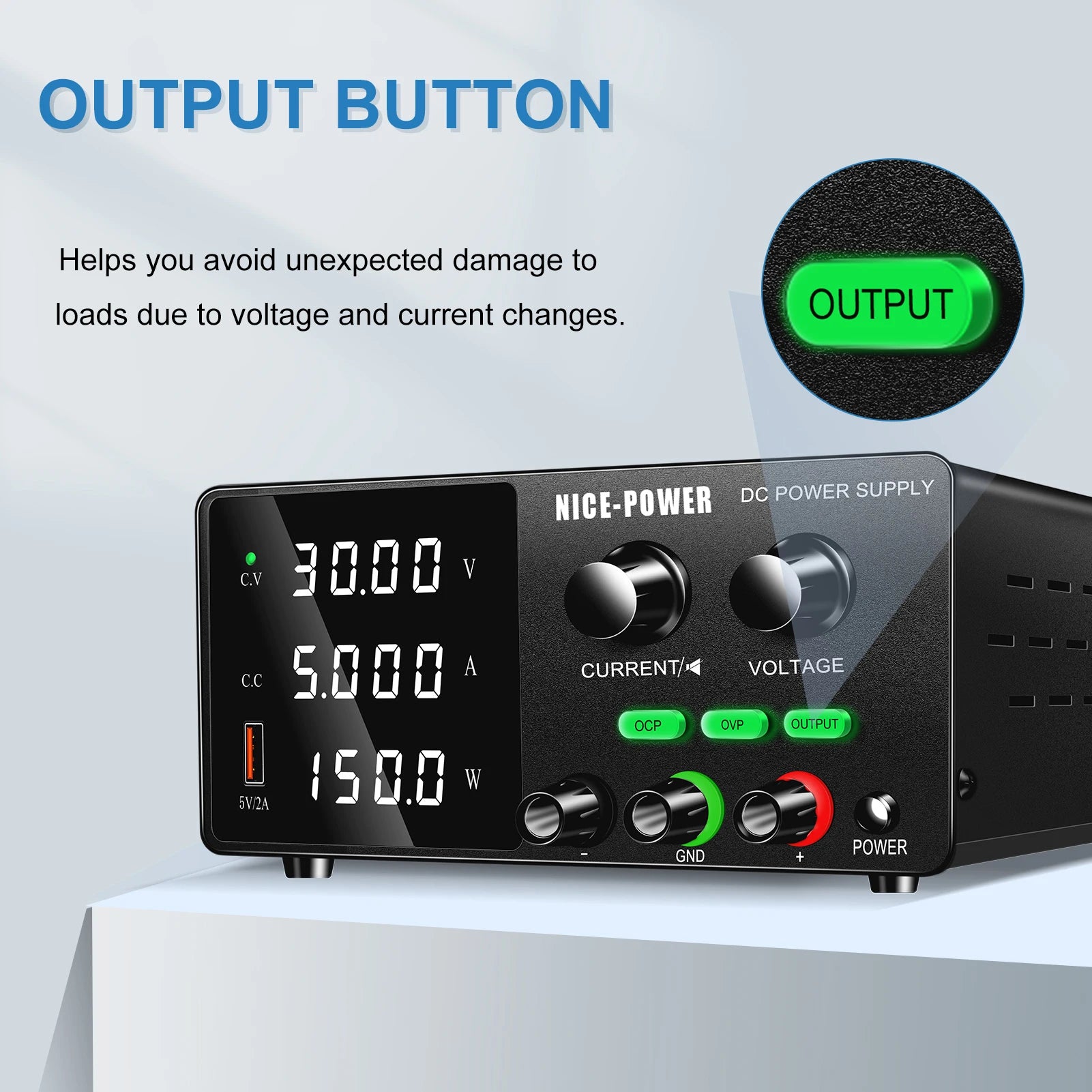 NICE-POWER Factory New 30V 5A Battery Charger Repair Encoder DC Lab Variable Power Supply USB for Moto Lead Acid Lithium Lifepo