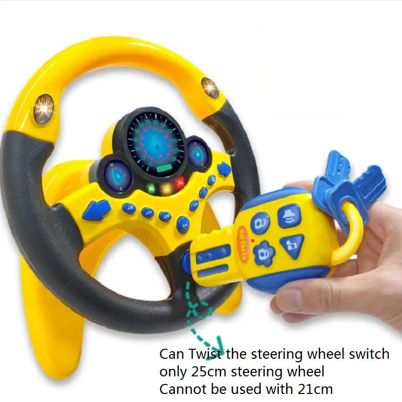 Eletric Simulation Steering Wheel Toy Light Sound Baby Kids Musical Educational Copilot Stroller Steering Wheel Vocal Toys Key