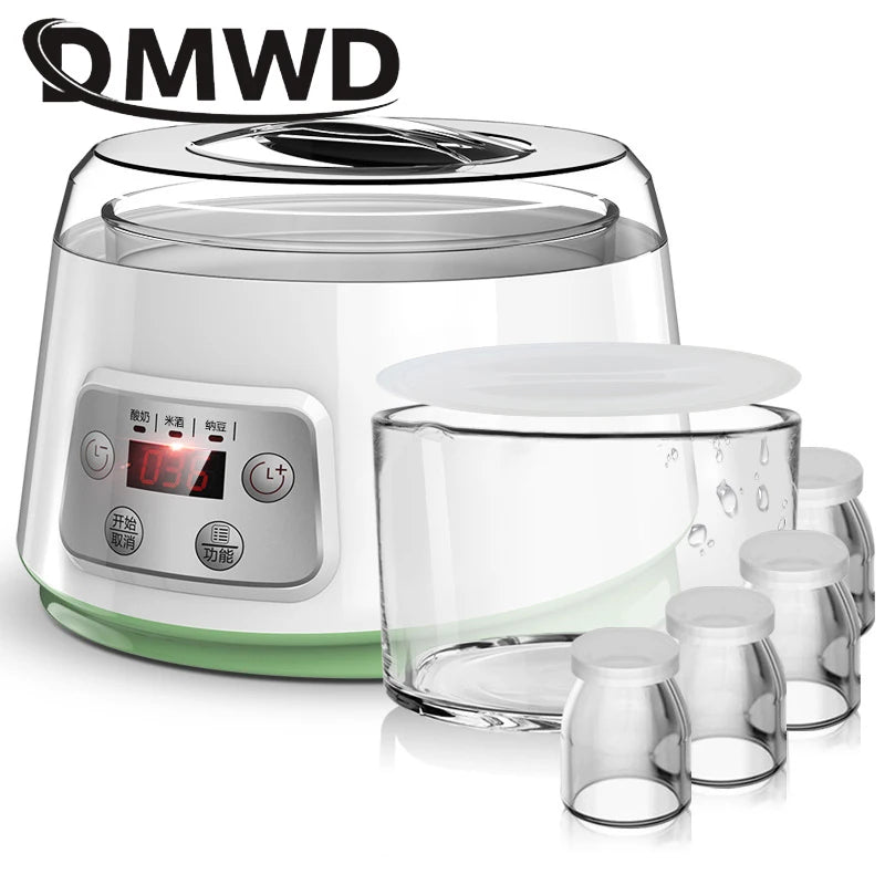 DMWD Mini Electric Yogurt Maker Automatic Leben Enzyme Fermenter Yoghurt Glass Container Cups Natto Rice Wine Fermenting Machine