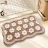 Modern Home Polyester Entrance Door Mat Non-Slip Rubber Style Floral Pattern Machine Made 3-5mm Thickness Super Absorbent Hand