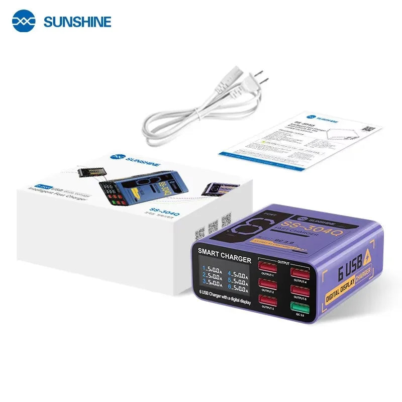 SUNSHINE SS-304Q Smart USB Charger/6 USB Ports (Phantom Gray/Night Blue/Meteor Purple)