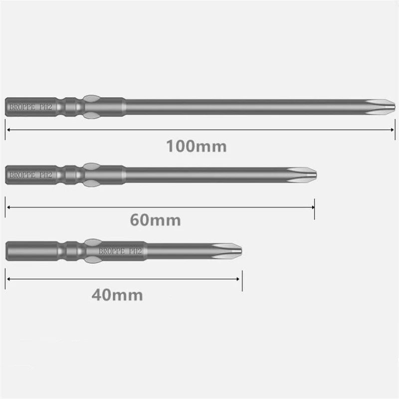 BROPPE 801 Phillips Electric Screwdriver Bit S2 Alloy Steel 5mm Round Shank Strong Magnetic Cross Screwdriver Bit