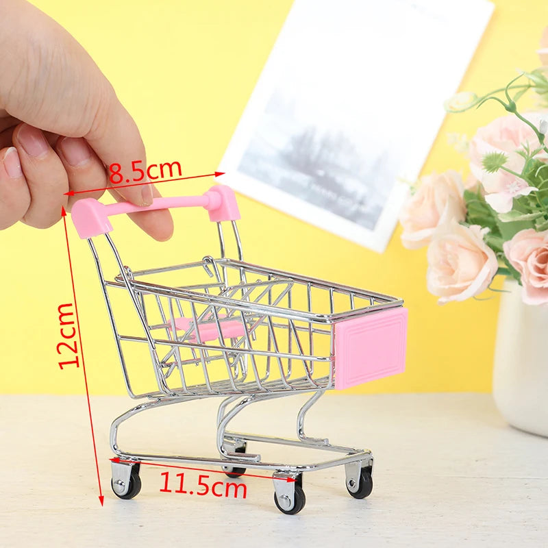 Mini Supermarket Handcart Shopping Utility Cart Mode Storage Toy Child Shopping Cart Toy Organizer Craft Storage Baskets
