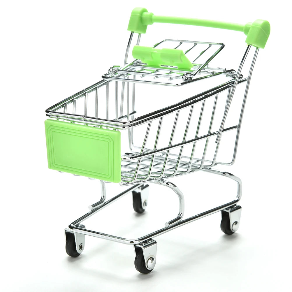 Mini Supermarket Handcart Shopping Utility Cart Mode Storage Toy Child Shopping Cart Toy Organizer Craft Storage Baskets