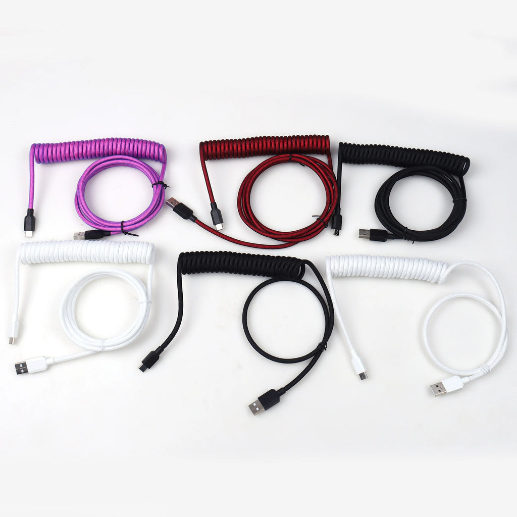 Durable Nylon Braided Coiled USB C Mechanical Keyboard Cable