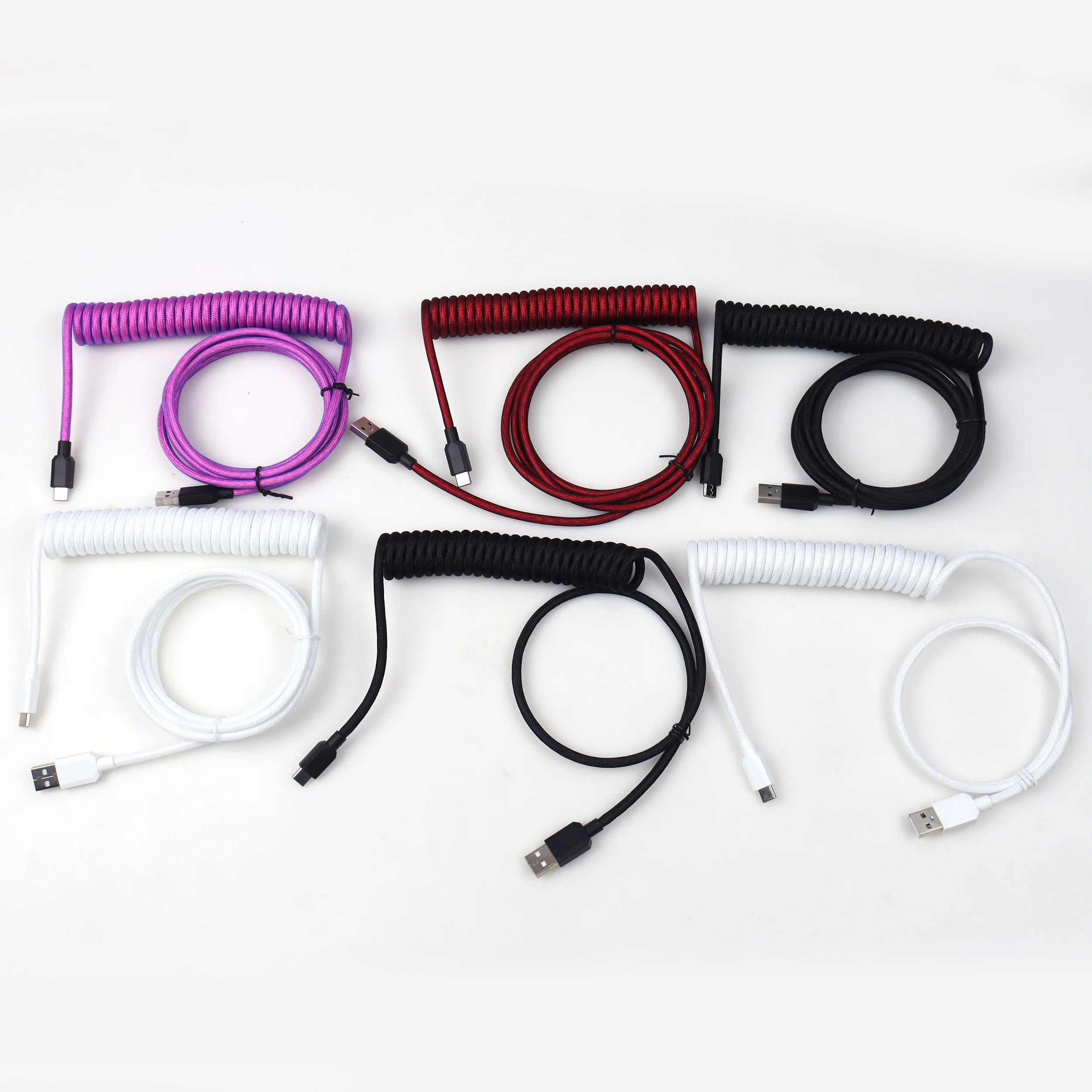 Durable Nylon Braided Coiled USB C Mechanical Keyboard Cable