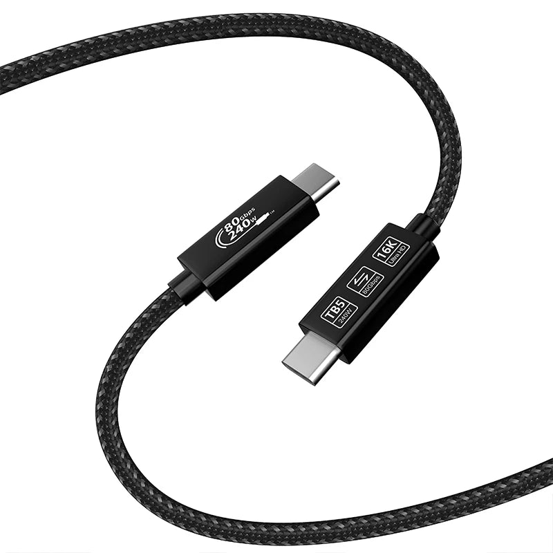 80Gbps Fast Speed Data USB C C Nylon Braided Aluminum Alloy Shell Case Thunderbolt 5 PD Cable for Computer Pure Copper Conductor