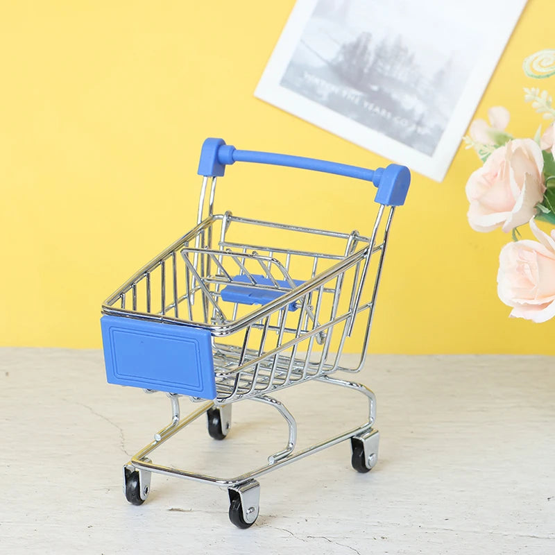 Mini Supermarket Handcart Shopping Utility Cart Mode Storage Toy Child Shopping Cart Toy Organizer Craft Storage Baskets