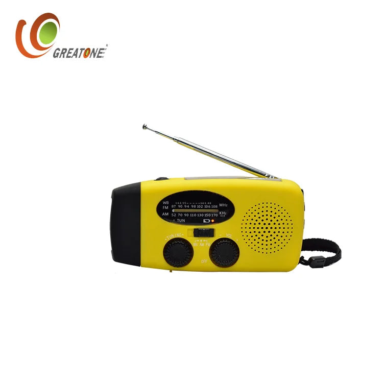 Multifunctional Waterproof Emergency Power USB Charger Solar Hand Crank Dynamo Portable AM/FM Radio Built-In Speaker Flashlight