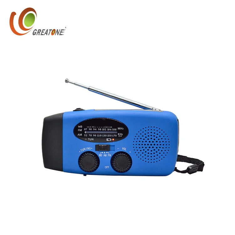 Multifunctional Waterproof Emergency Power USB Charger Solar Hand Crank Dynamo Portable AM/FM Radio 2000mAh Lithium-ion Battery