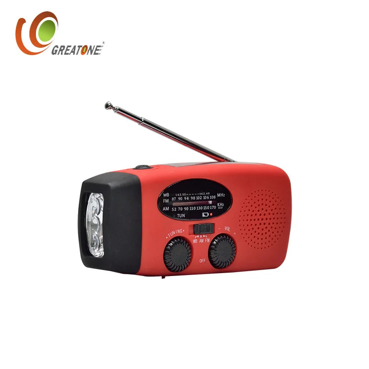 Multifunctional Waterproof Emergency Power USB Charger Solar Hand Crank Dynamo Portable AM/FM Radio 2000mAh Lithium-ion Battery
