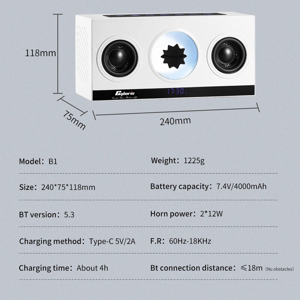 Cyboris B1 Wireless LED Music Visualization Speaker Magnetic Fluid Sound Visualizer for Outdoor Party Use USB Birthday Gift