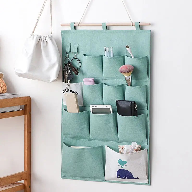 7 Pocket Wall Hanging Storage Organizers Cotton Linen Door tote bags Makeup Sundries Storage Bag Home Office Container Pouchs