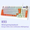K93 New Wired Membrane RGB LED 93 Keys Mechanical USB Type C Projection Ergonomic ABS Gaming Keyboard