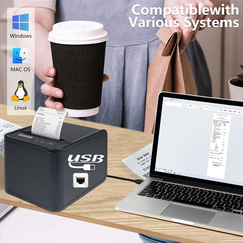 80mm Wireless USB Mini Thermal Printer for POS System Stock Item