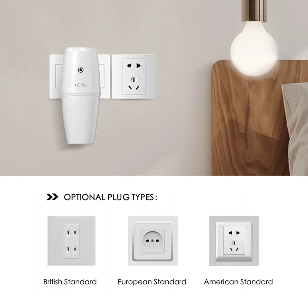 Portable Electric Waterless Aromatherapy Diffuser Plastic Wall Plug Scent Machine for Home Car Hotel Use