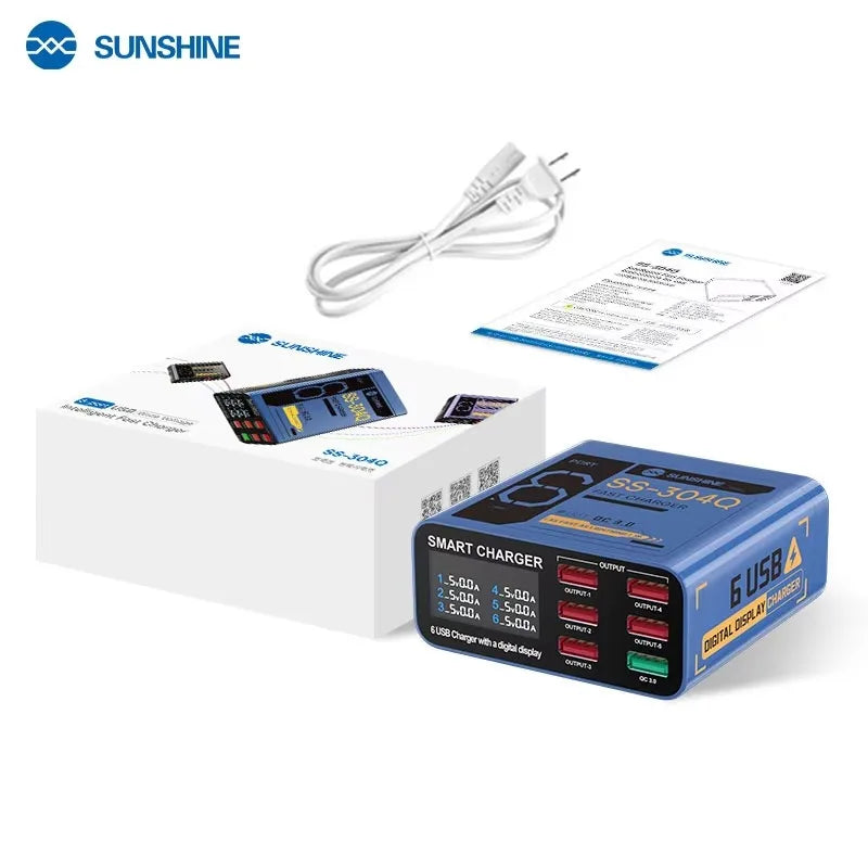 SUNSHINE SS-304Q Smart USB Charger/6 USB Ports (Phantom Gray/Night Blue/Meteor Purple)