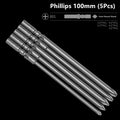 BROPPE 801 Phillips Electric Screwdriver Bit S2 Alloy Steel 5mm Round Shank Strong Magnetic Cross Screwdriver Bit