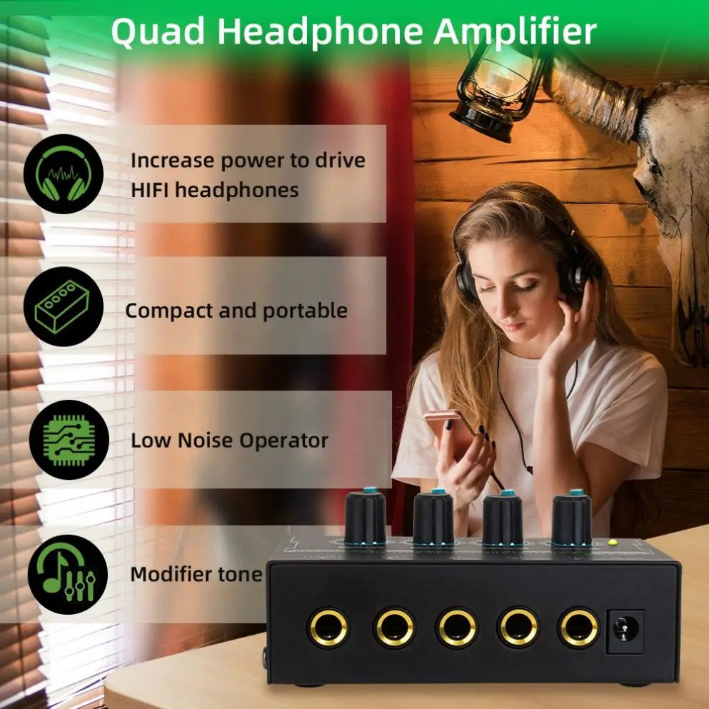 HA400 PRO Stereo Headphone Amplifier Studio Monitor with RGB Light Mini Headphone Amplifier