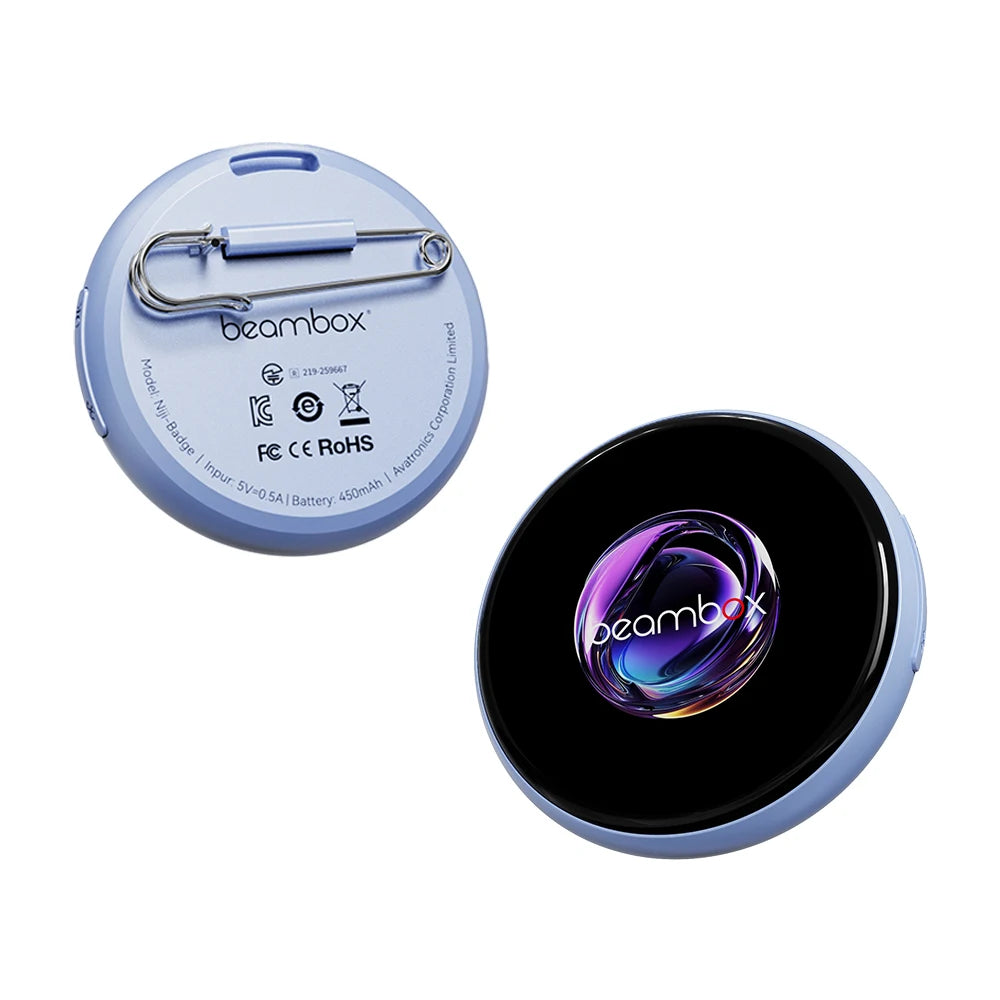 Beambox Hot Trending Smart LED Badge Custom Logo  Digital Pin Interactive Wearable Tech Gift