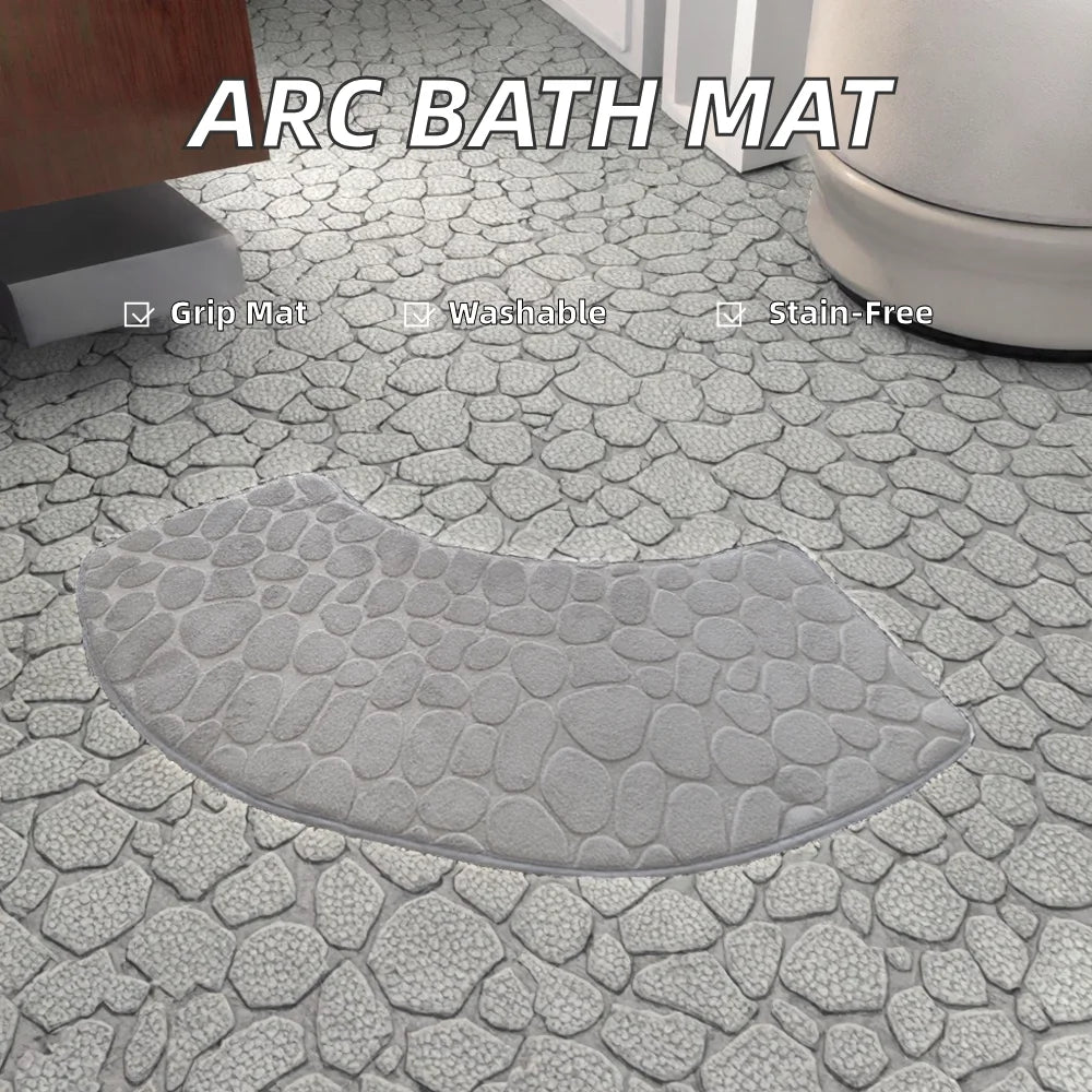 Modern Anti-Slip Novelty Style Bathroom Carpet Absorbent Polyester Fan-Shape Mat for Hotel & Home Use