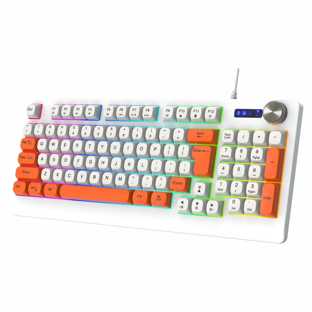 K93 New Wired Membrane RGB LED 93 Keys Mechanical USB Type C Projection Ergonomic ABS Gaming Keyboard