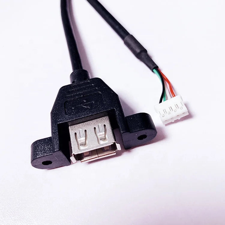 Panel Mount USB Female with Screw to JST 2.0MM Header Wire Harness Usb Cable