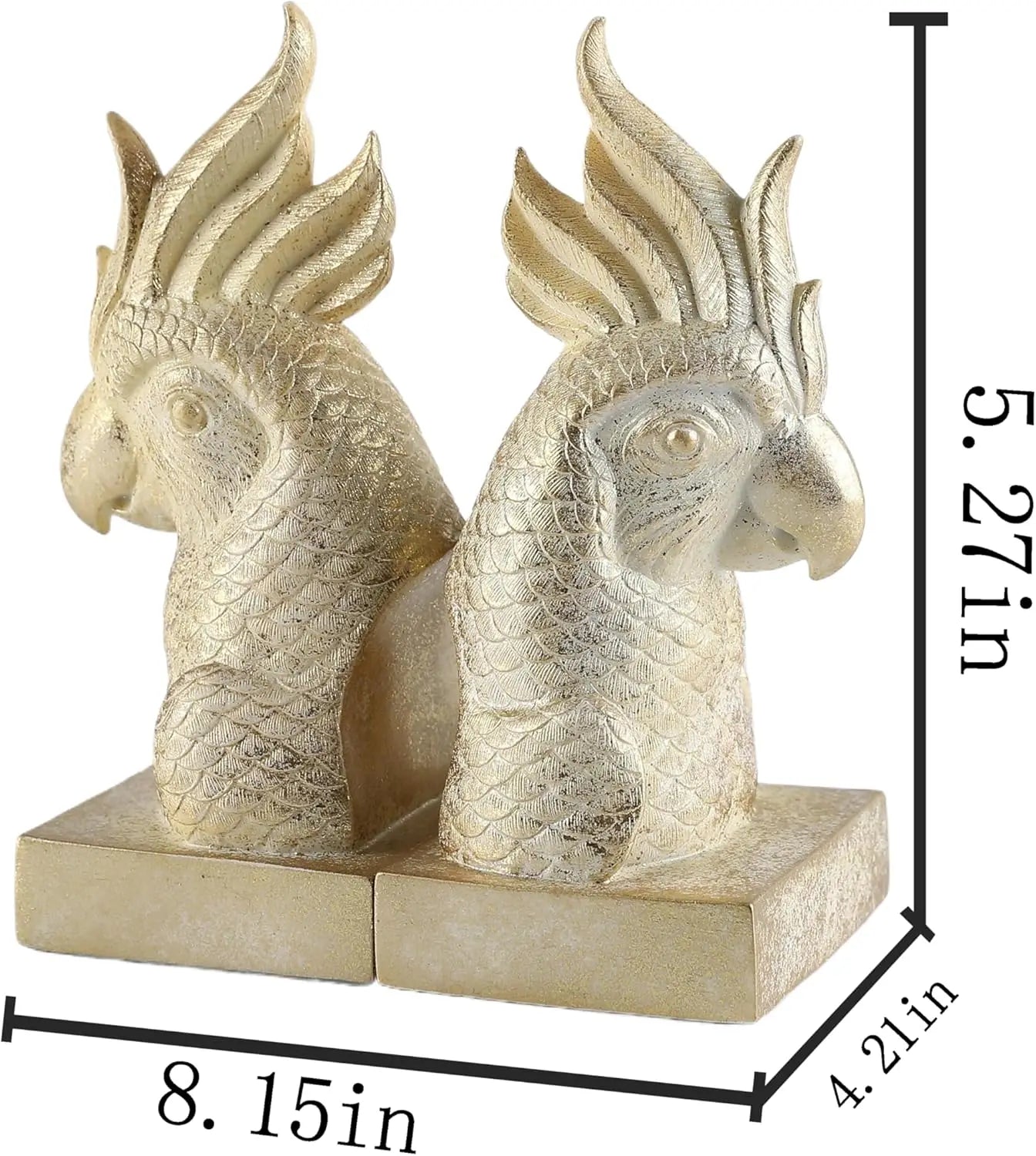 Pink Parrot Decorative Bookends Set of 2 Cute Bird Animal Sculpture Book Ends Resin Statues Book Stopper for Home Decor