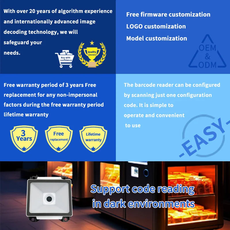 EMT8020A High-Speed Barcode Module 1D 2D CMOS QR Code Scanner Embedded USB Interface for Bus Validator
