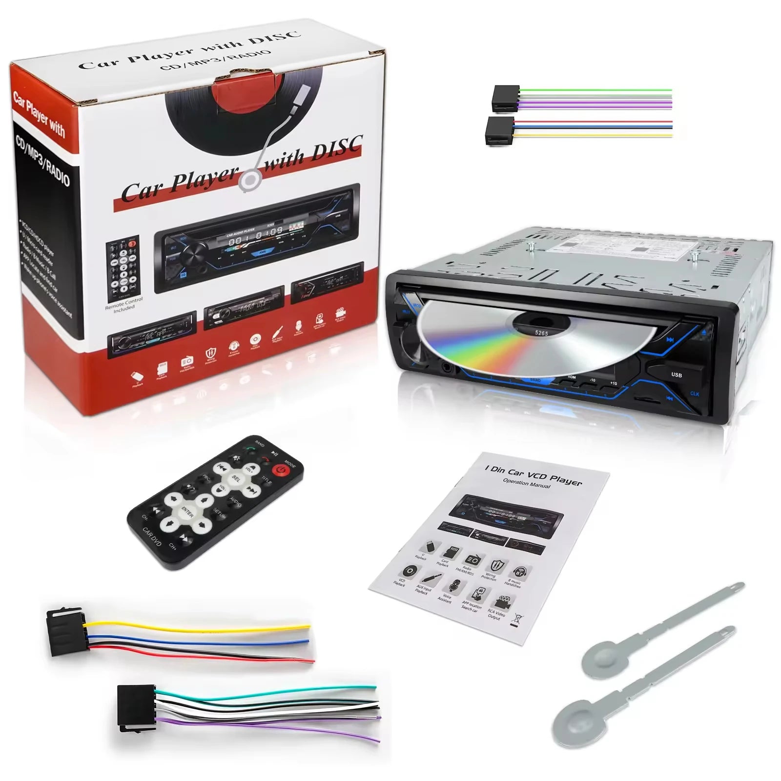 MP3 Player USB/TF Card Reader CD FM Radio High Fidelity Four-Channel Output for Car Bluetooth Hands-Free WAV APE USB