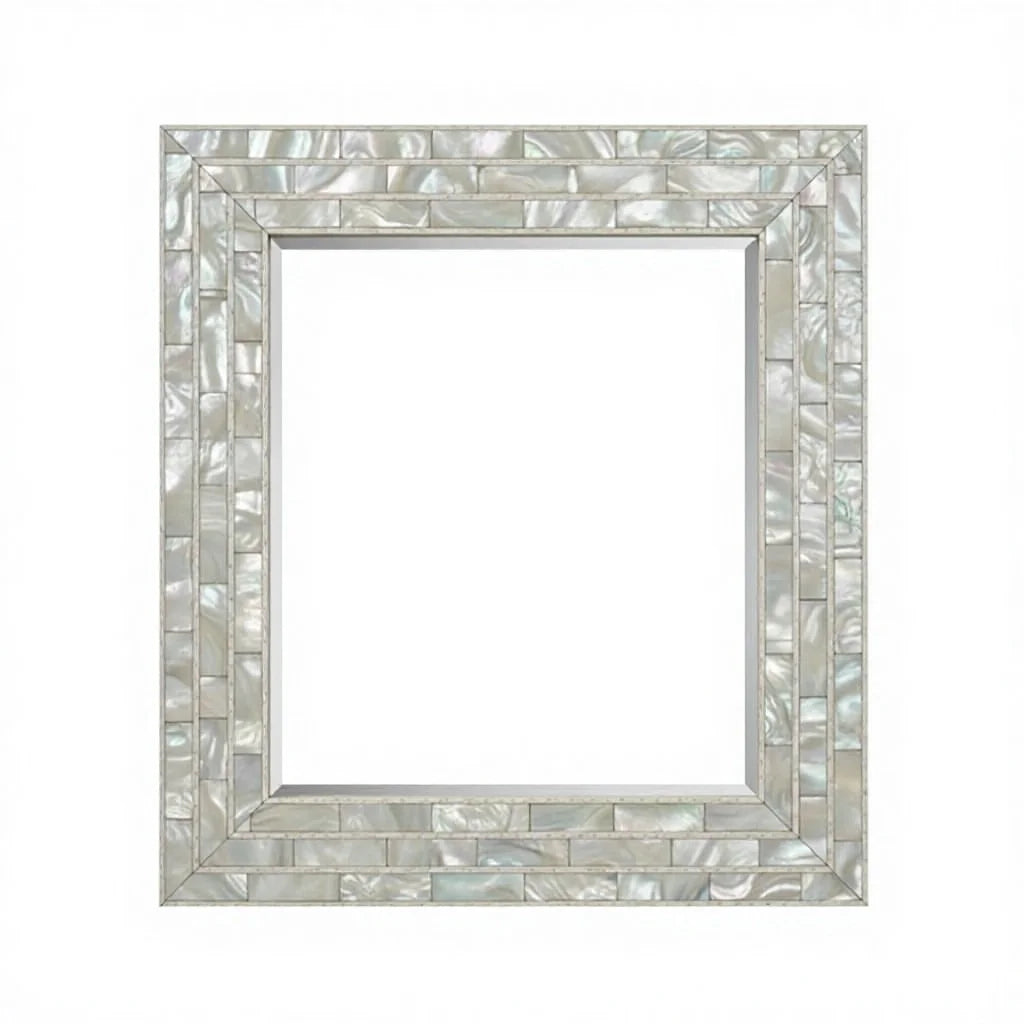 Premium MOP Shell Inlay Square Art Deco Wall Mirror Handcrafted Eco-Friendly Framed Edge 5mm Thickness Addy Mehar Global
