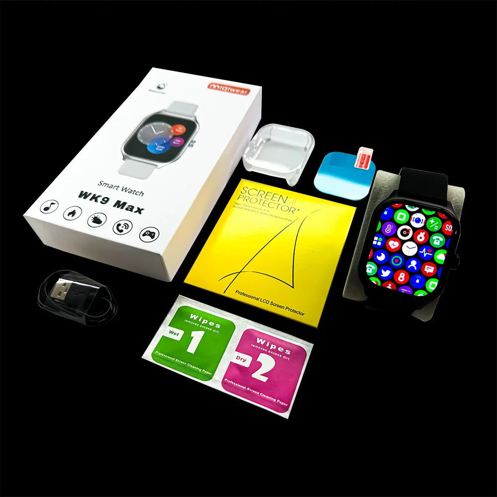 WK9 MAX Pro Smart Watch Square IPS for 4-Day Battery Fitness Music IP67 Touch Remote Camera Monitoring IOS Silica Gel 4G