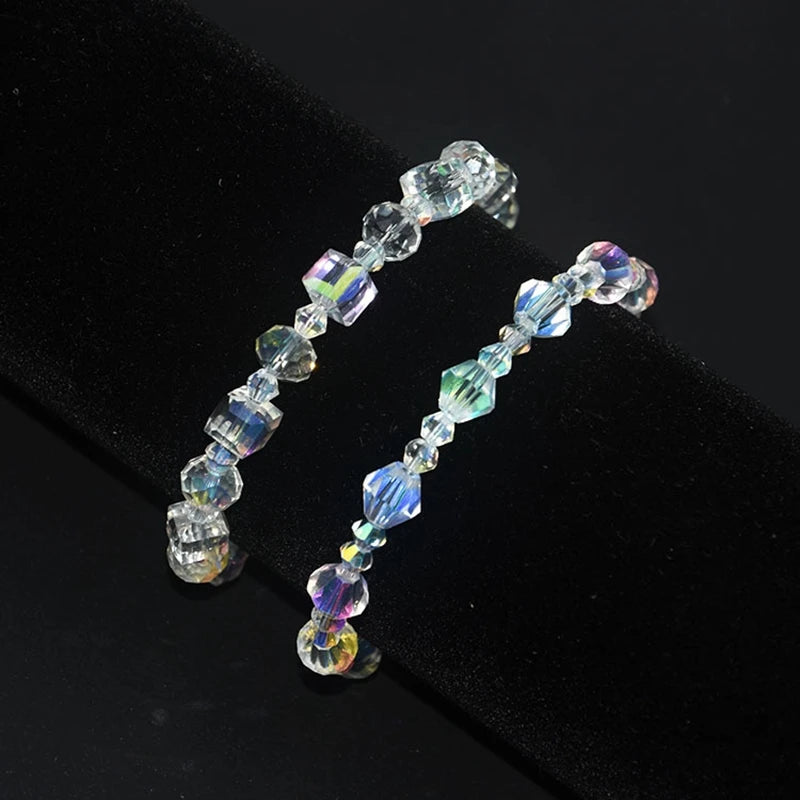Ins Beaded Simple Flash Bracelet Square/ Crystal Bracelet Exquisite Luxury Fashion Girlfriends NewBracelet Female Fresh Style