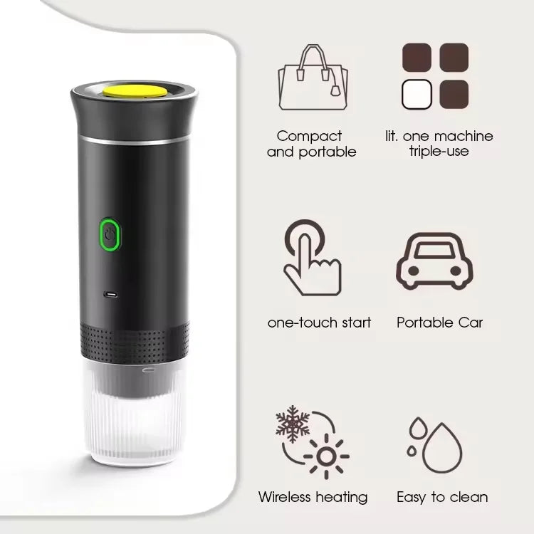Kesiqi KF-JN-02 Espresso Machine Coffee Maker USB & Battery Powered 7500mAh Compatible with Coffee Grounds Capsules Heats Water