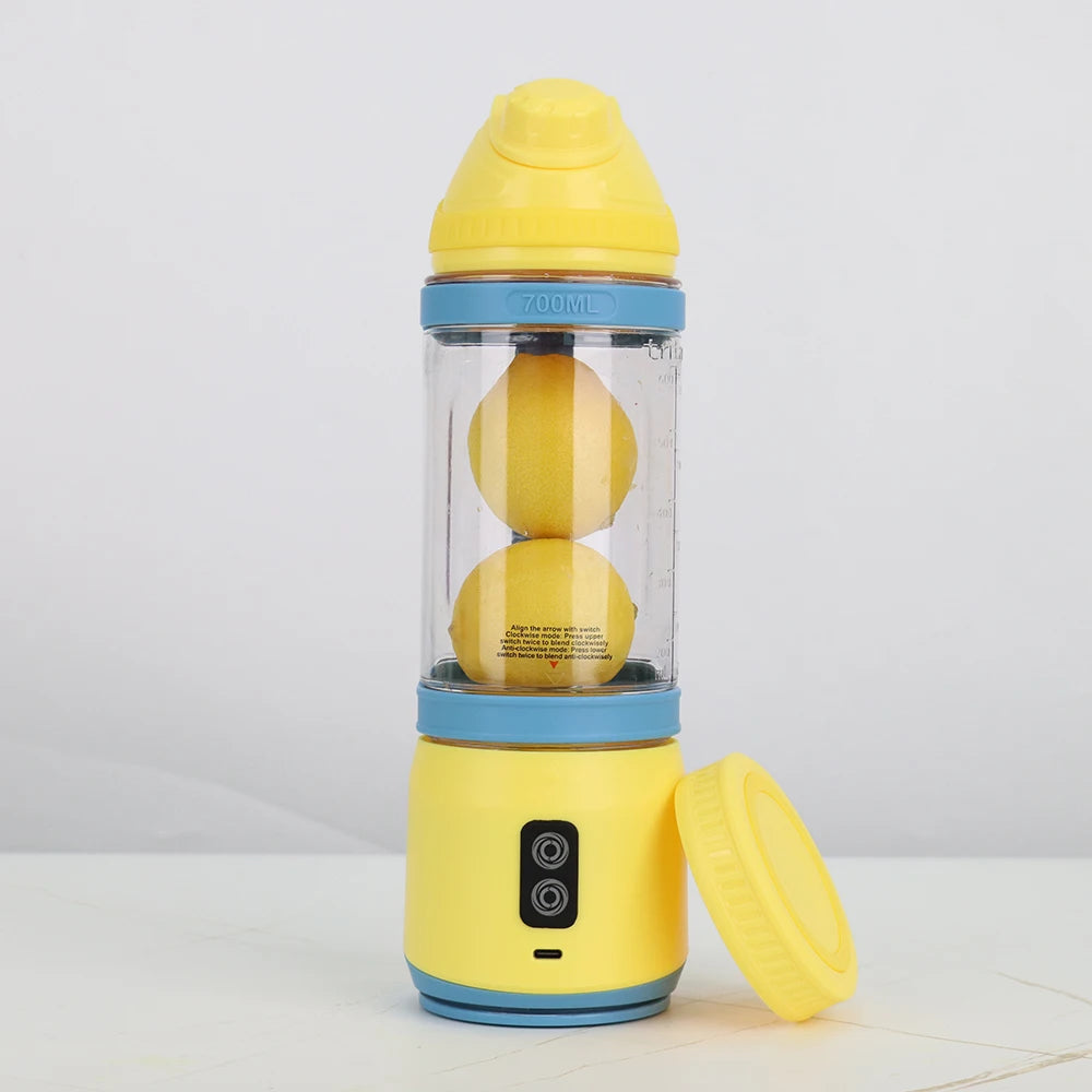 Juicer Blender USB Rechargeable Automatic Electric Juicer 700ML Stainless Steel 6 Blades Juicer for Outdoor Smoothie Blender