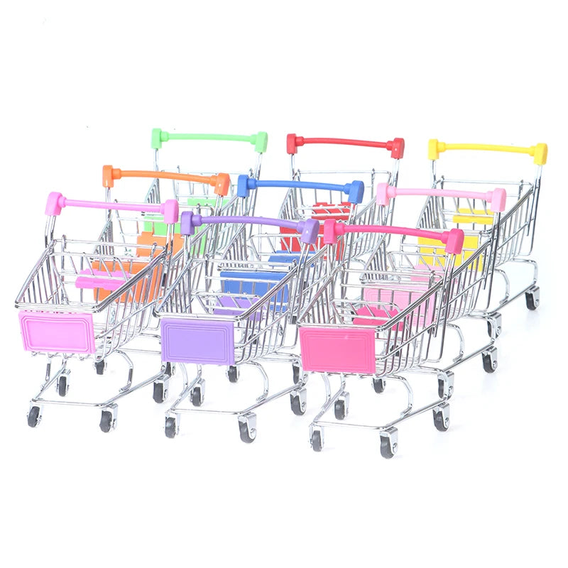 Mini Supermarket Handcart Shopping Utility Cart Mode Storage Toy Child Shopping Cart Toy Organizer Craft Storage Baskets