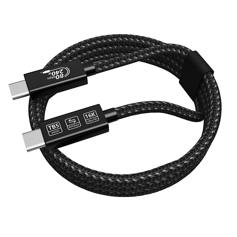 80Gbps Fast Speed Data USB C C Nylon Braided Aluminum Alloy Shell Case Thunderbolt 5 PD Cable for Computer Pure Copper Conductor