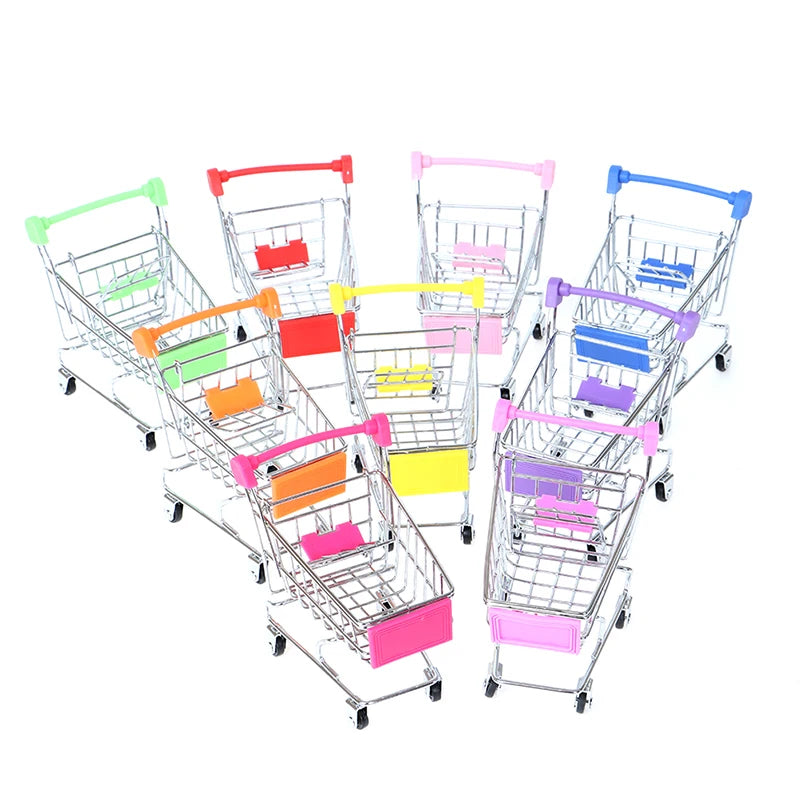 Mini Supermarket Handcart Shopping Utility Cart Mode Storage Toy Child Shopping Cart Toy Organizer Craft Storage Baskets