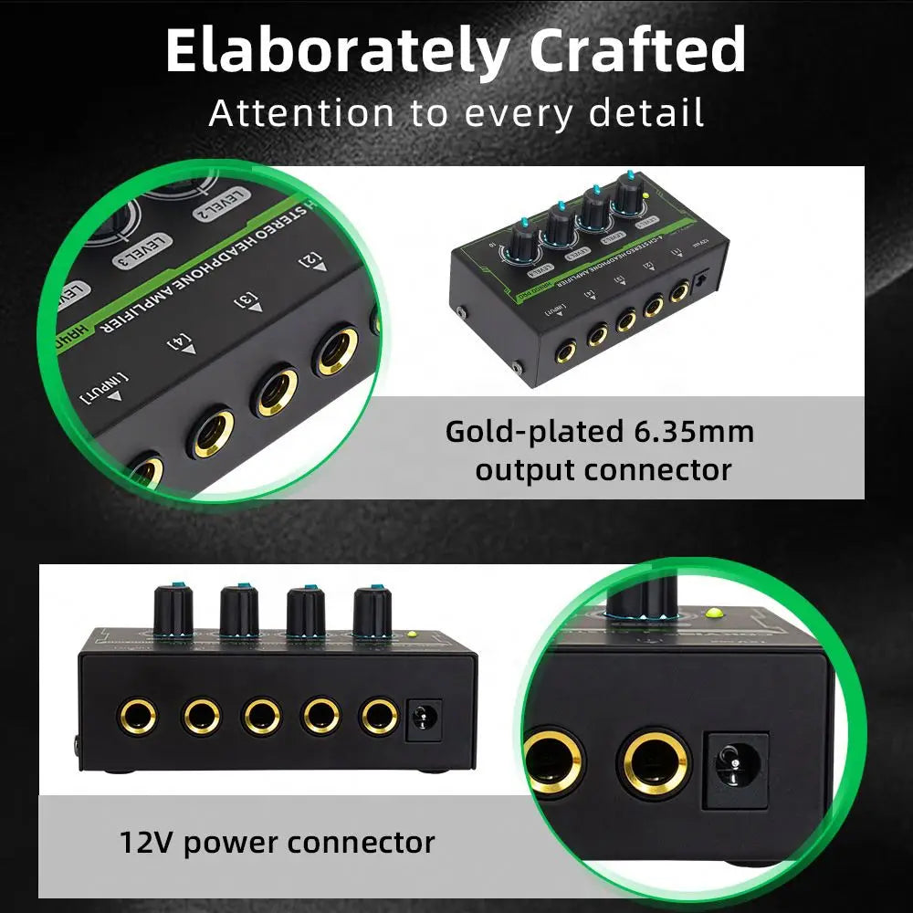 HA400 PRO Stereo Headphone Amplifier Studio Monitor with RGB Light Mini Headphone Amplifier