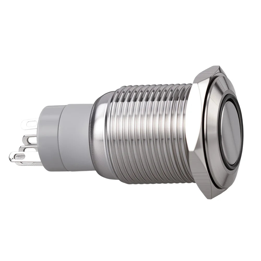 Push Button Switch Stainless Steel Housing Latching Type 6V Green NO NC for Control Panel Mount