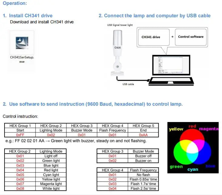 ONN-M4T Led Warning Light RYG Indicator Light with USB Buzzer Custom Logo/Pole Length Passed CE