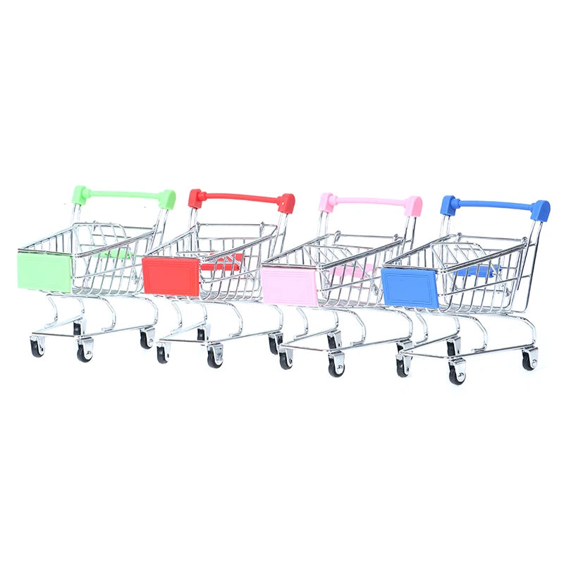 Mini Supermarket Handcart Shopping Utility Cart Mode Storage Toy Child Shopping Cart Toy Organizer Craft Storage Baskets