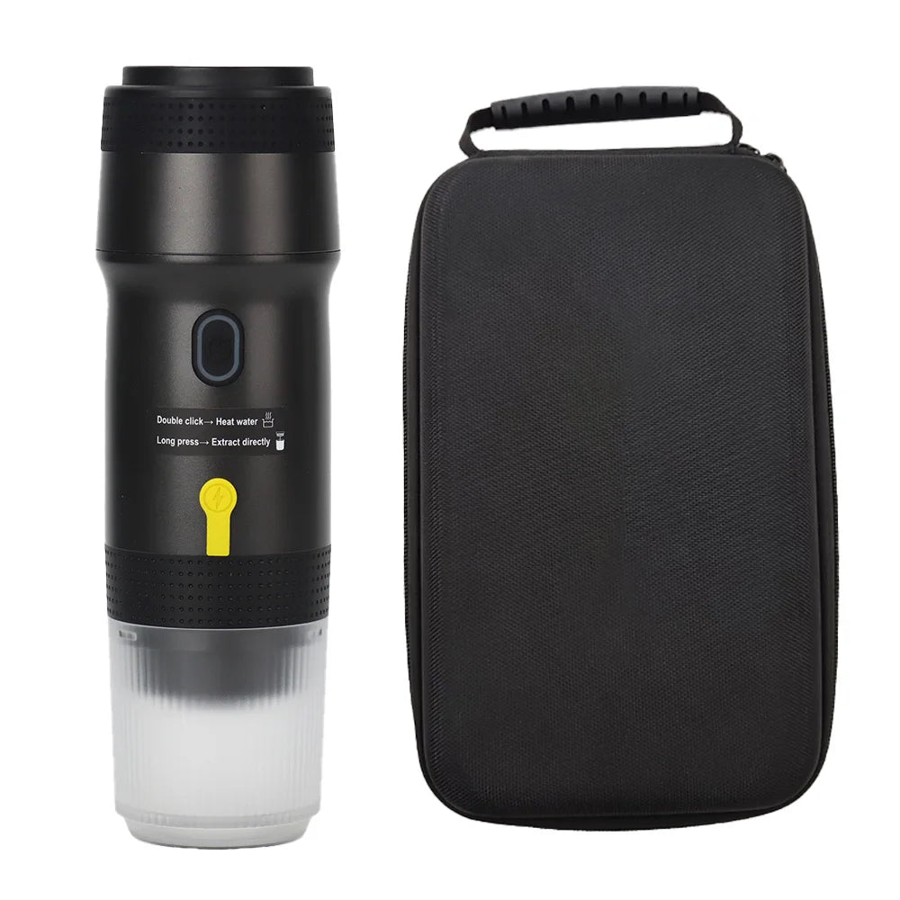 12V/220V USB Portable Electric Espresso Machine with Fast Heating Carrying Bag Compatible Coffee Powder Small/Large Capsules
