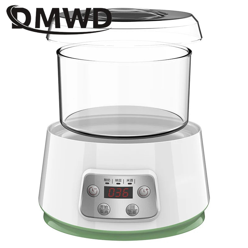 DMWD Mini Electric Yogurt Maker Automatic Leben Enzyme Fermenter Yoghurt Glass Container Cups Natto Rice Wine Fermenting Machine