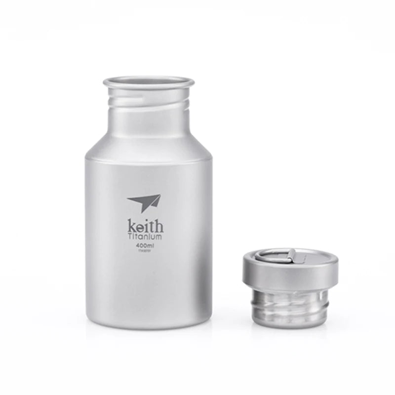 Keith Ti3030 Titanium Sports Water Bottle Ultralight Leakproof Outdoor Camping Hiking Bicycle Kettle Carry Ring 400ml 14.5 fl oz