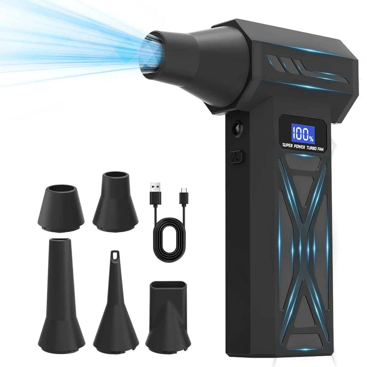 Type-C X6 Violent Fan Powerful Vacuum Dust Cleaner 140000RPM Strong Wind Fast Charging Brushless Turbo Blower Jet for Cleaning